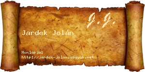 Jardek Jolán névjegykártya